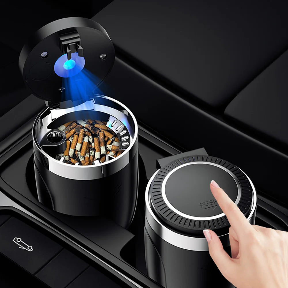 Car Cigarette Ashtray Cup With Lid With LED Light Portable Detachable Vehicle Ashtray Holder Cigarette Ashtray Interior Parts